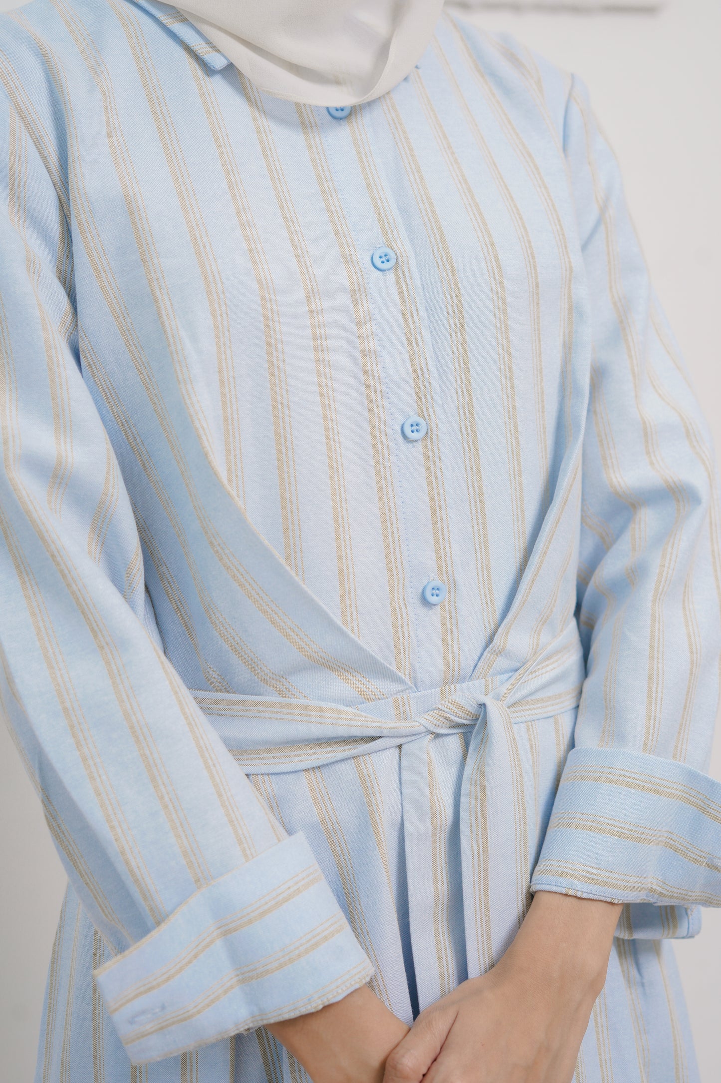 Stripe Shirt Dress in Blue Brown