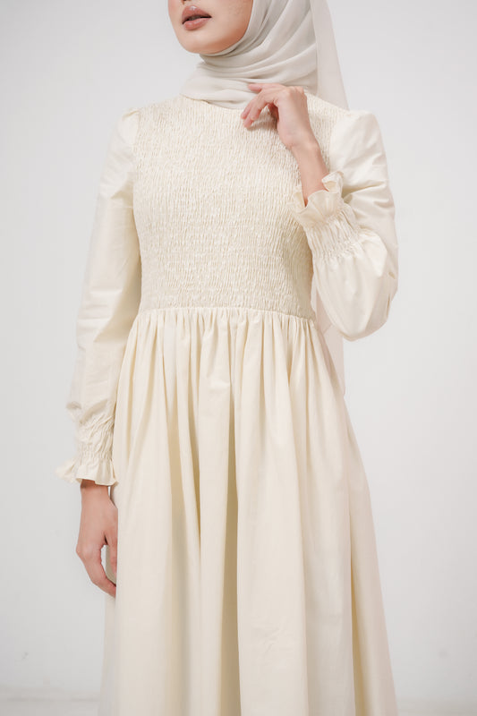 Aria Midi Dress in Buttercream