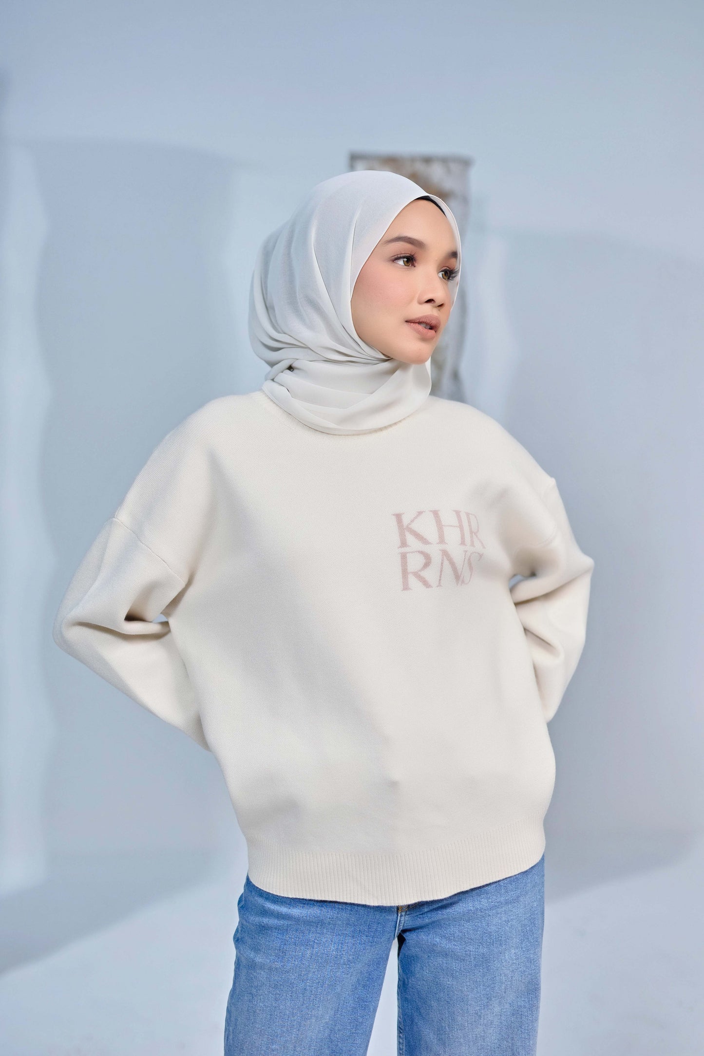 The 'KHRRNS' Knit Pullover in Cream