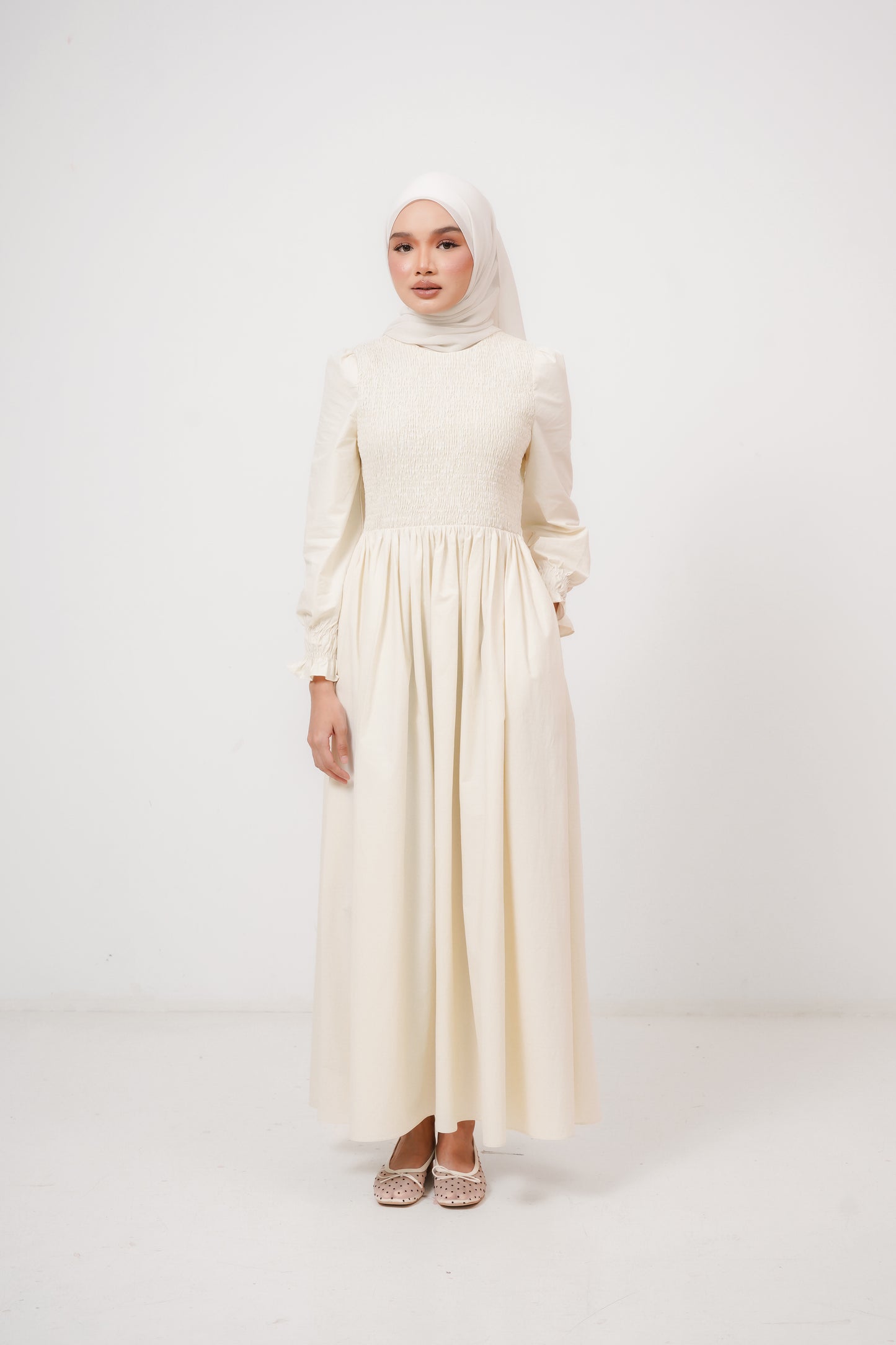 Aria Midi Dress in Buttercream